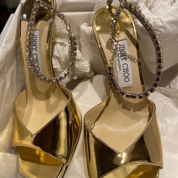 Jimmy Choo gold high-heeled sandals - Picture 2 of 6